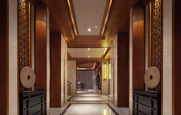 现代时尚金属木制隔断客厅室内装修效果图