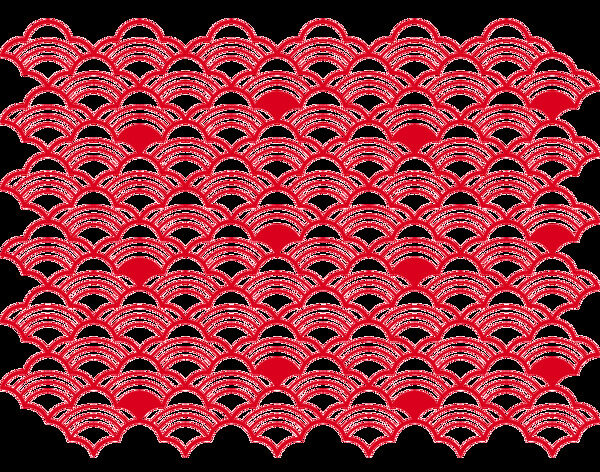 红色扇形边框图案
