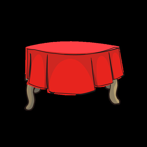 红色桌子桌布元素