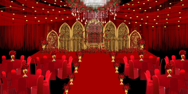红色欧式婚礼效果图