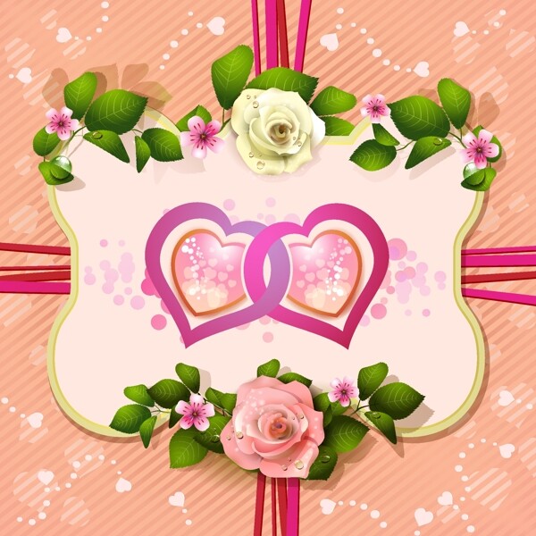 玫瑰边框爱情卡片背景图片