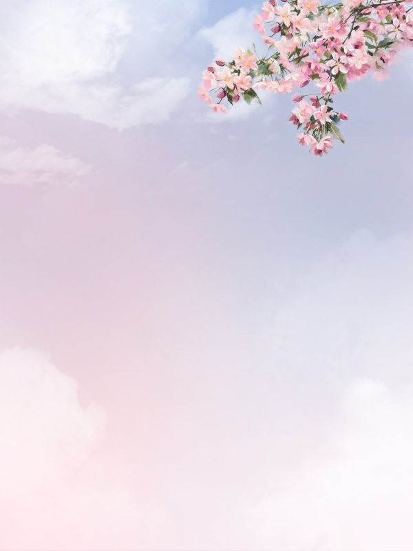 浪漫彩云手绘樱花背景