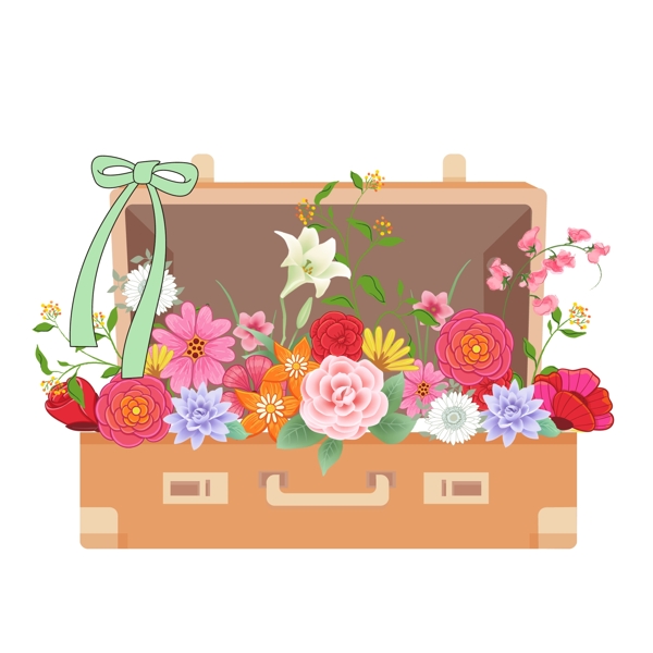 装满鲜花的行李箱