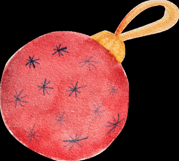 手绘红色花纹圆球透明小球素材