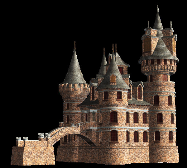 红砖青瓦的城堡免抠png透明图层素材
