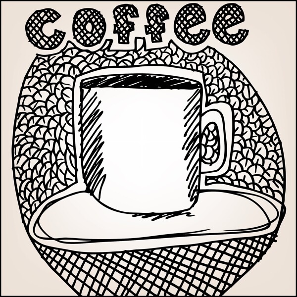 咖啡杯矢量插画草图