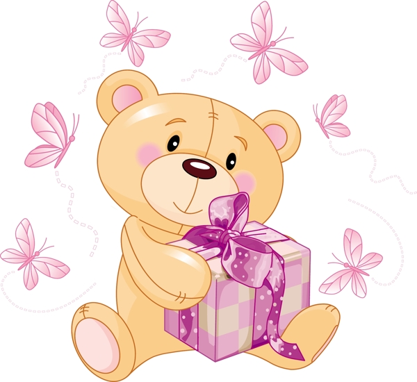 可爱的卡通熊可爱蝴蝶结矢量素材
