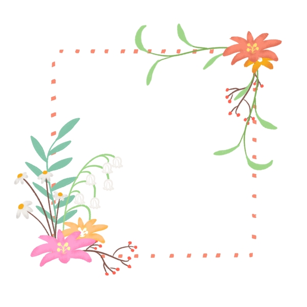 手绘花朵花卉植物绿植边框素材2