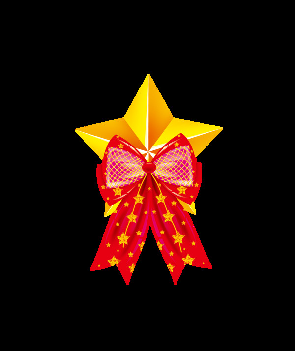 圣诞蝴蝶结五角星装饰元素