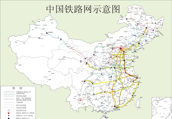 中国铁路网示意图