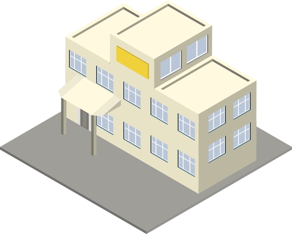 2.5D白色高级建筑场景AI素材