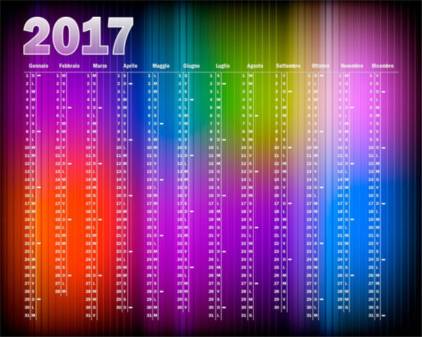 彩色渐变2017年日历图片