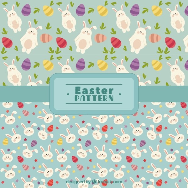 兔子和复活节彩蛋的可爱图案