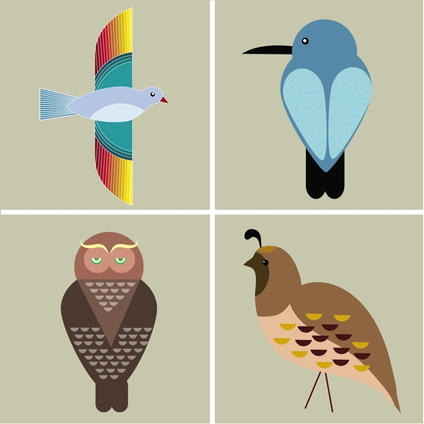 小鸟图标收藏的各种颜色的类型自由矢量