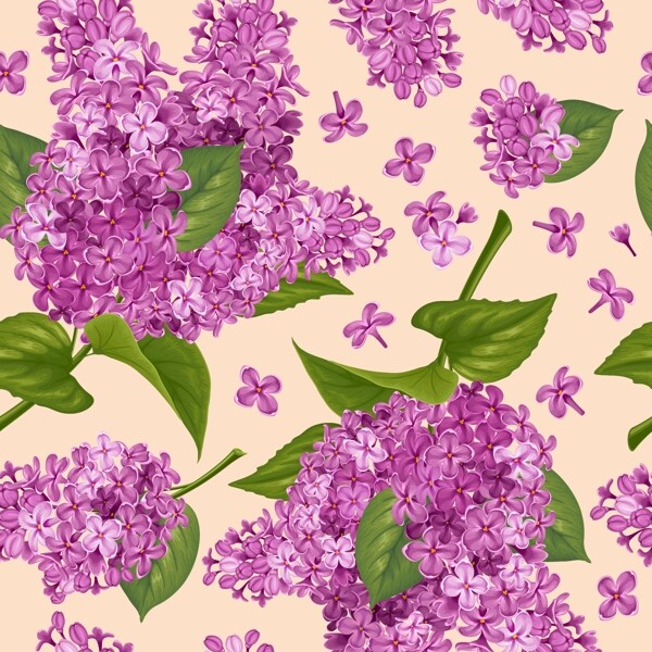 紫色丁香花图案矢量素材下载