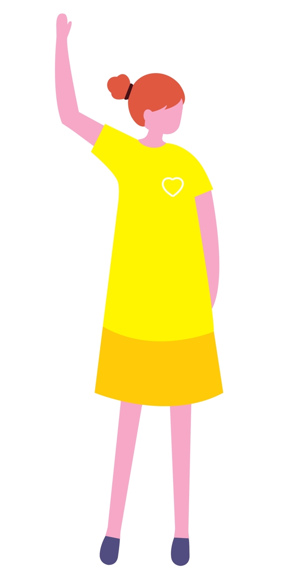 黄裙子举手女孩