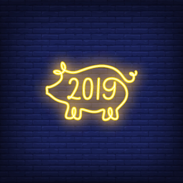 2019霓虹灯光猪广告