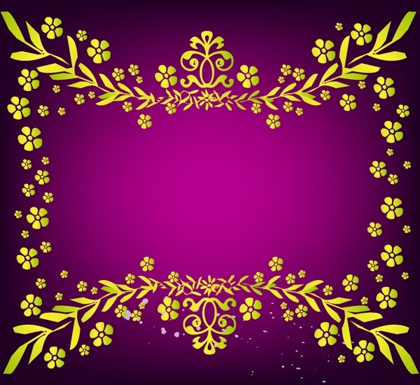 金色树叶边框紫底背景