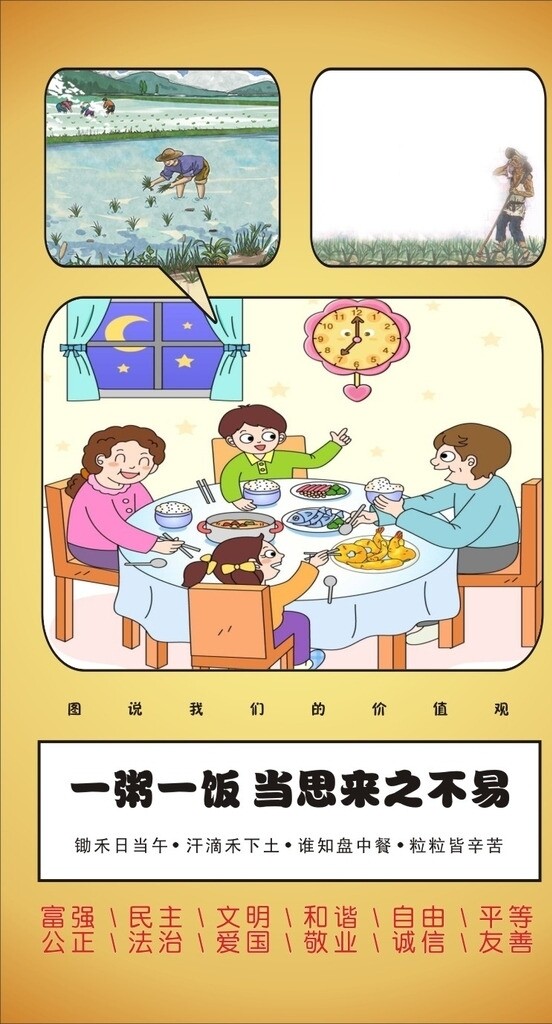 中学生珍惜粮食宣传海报