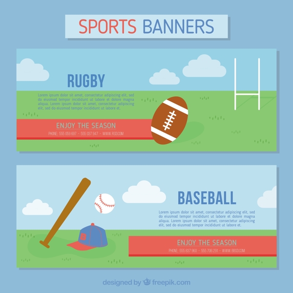 橄榄球和棒球的横幅