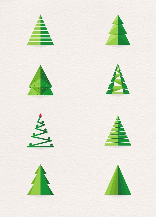 卡通创意剪纸切割圣诞树素材