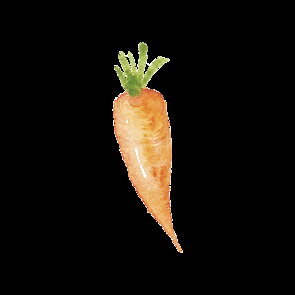 橙色手绘胡萝卜卡通蔬菜厨房透明素材