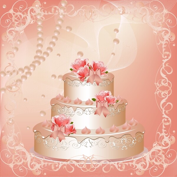 欧式花纹婚纱婚礼蛋糕图片