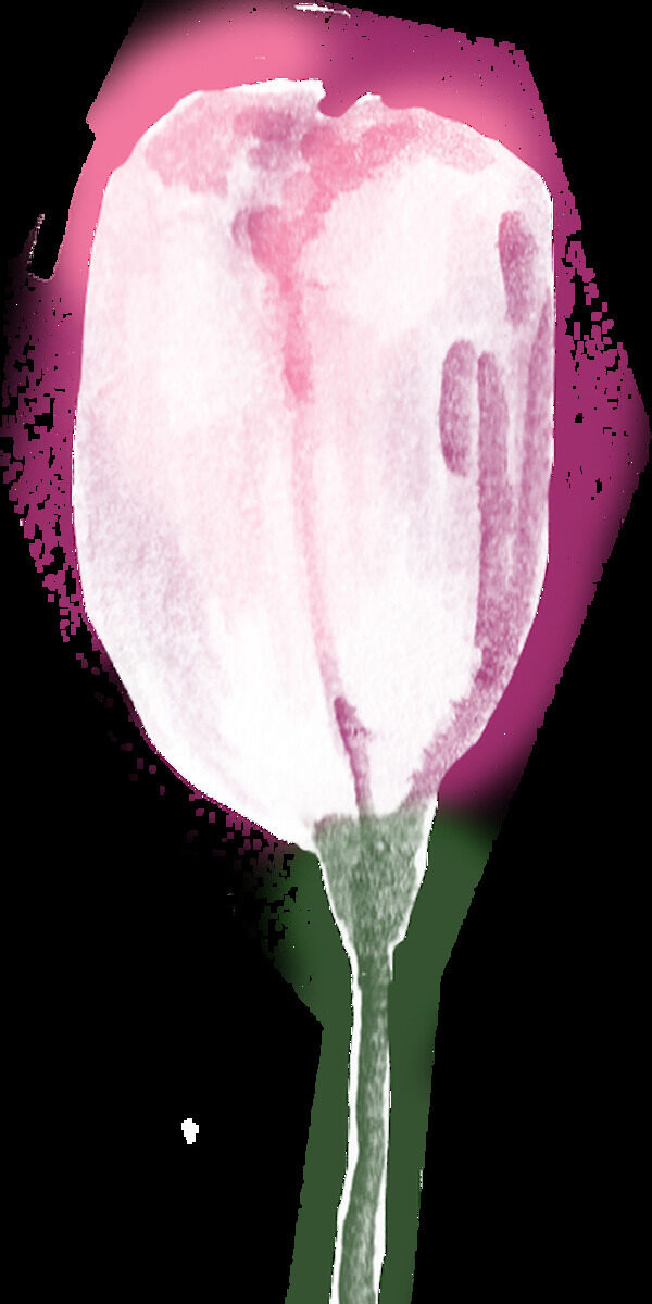 水墨粉色花朵透明装饰素材