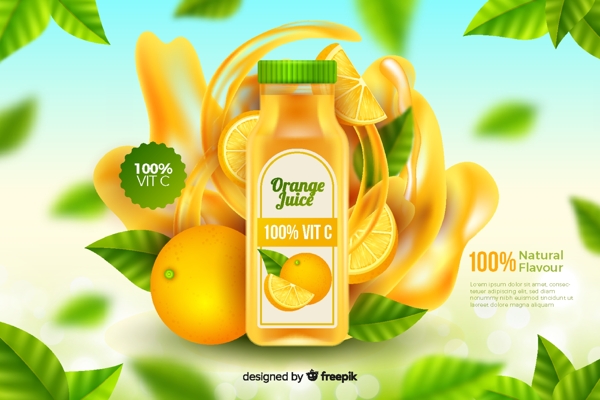 橙子矢量海报AI橙汁饮料海报图片