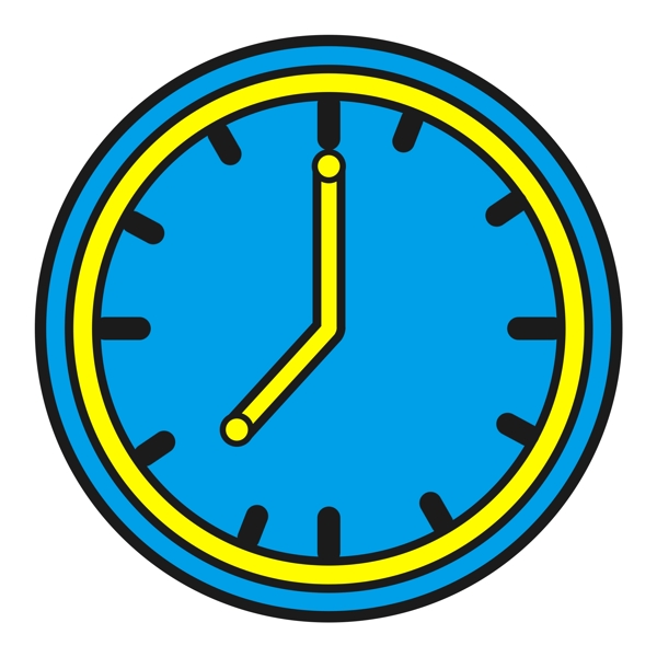黄蓝撞色卡通风可爱钟表手表表盘UI图标