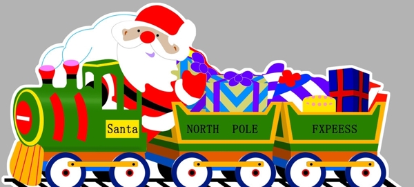 圣诞老人与火车图片