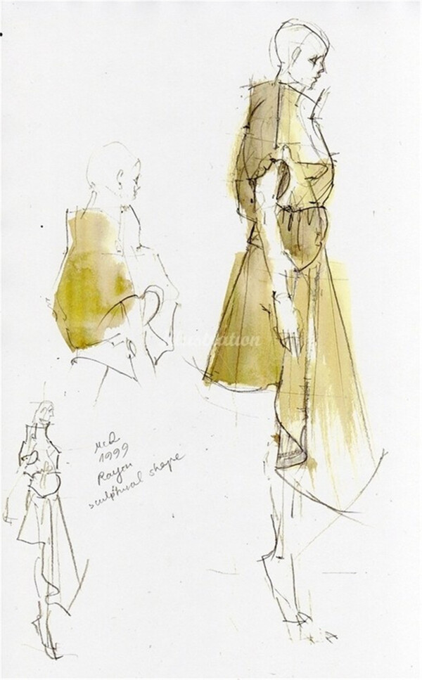 黄色连衣裙设计图