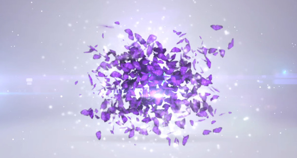 紫色蝴蝶飞舞出logo展示演绎