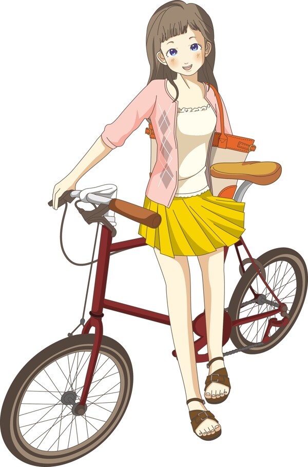 自行车与卡通女生