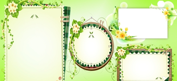 绿色蔓藤相框背景图片