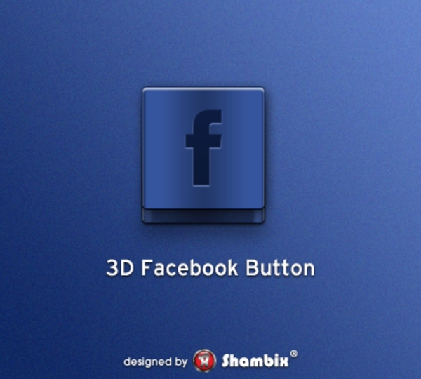 深蓝色的3Dfacebook社交按钮PSD