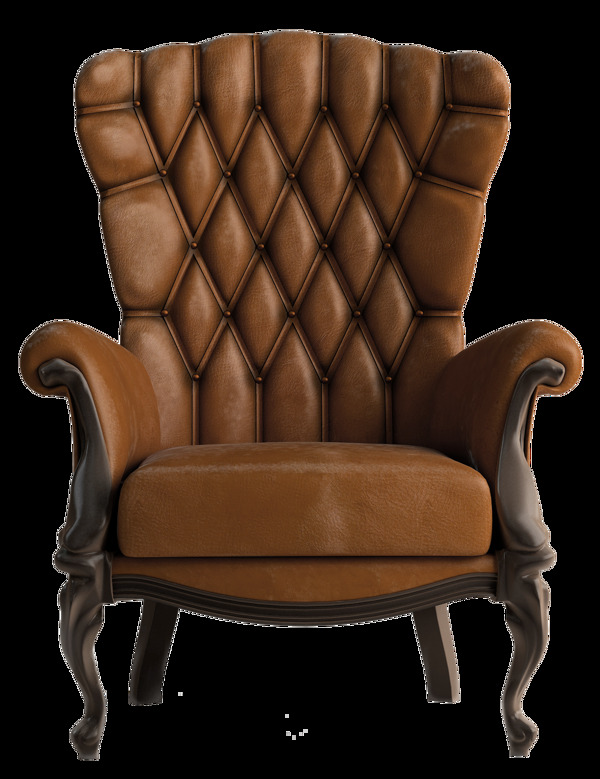 棕色皮扶手椅子免抠png透明素材