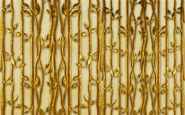 金色植物背景墙