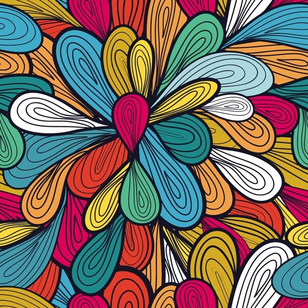 五颜六色的花卉图案设计02要素的无缝矢量