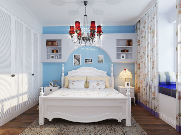 纯美地中海卧室装饰图