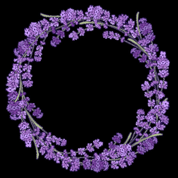 紫色薰衣草圆形花边免抠png透明图层素材