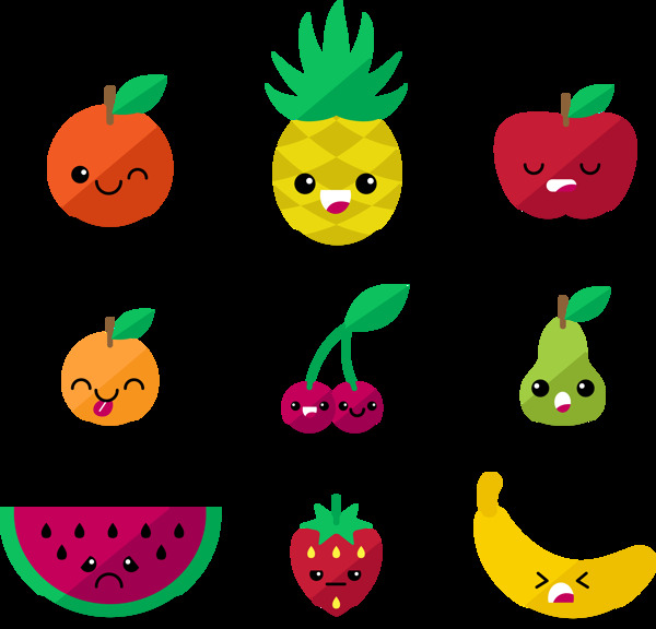 各种水果表情图标免抠png透明图层素材