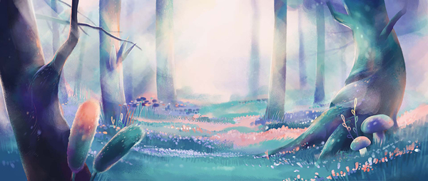 森林梦幻童话清新背景素材