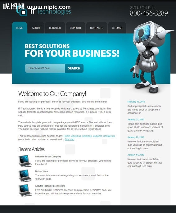 IT商业网站网页模板图片