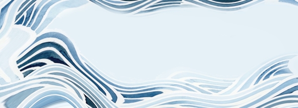 蓝色海浪浮世绘风格背景图