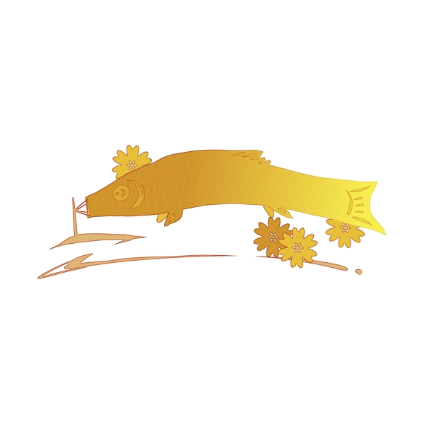 黄色鱼旗横幅PNG素材