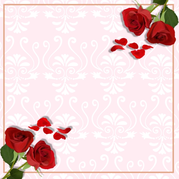 粉红花框背景模板主图