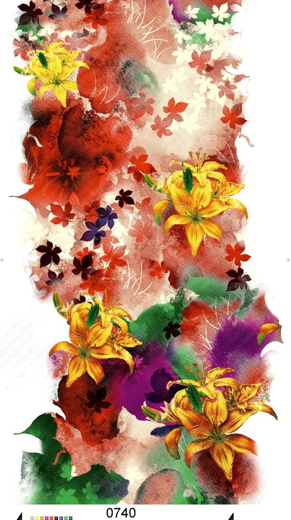 丝巾印花图案定位花型抽象效果大花图片
