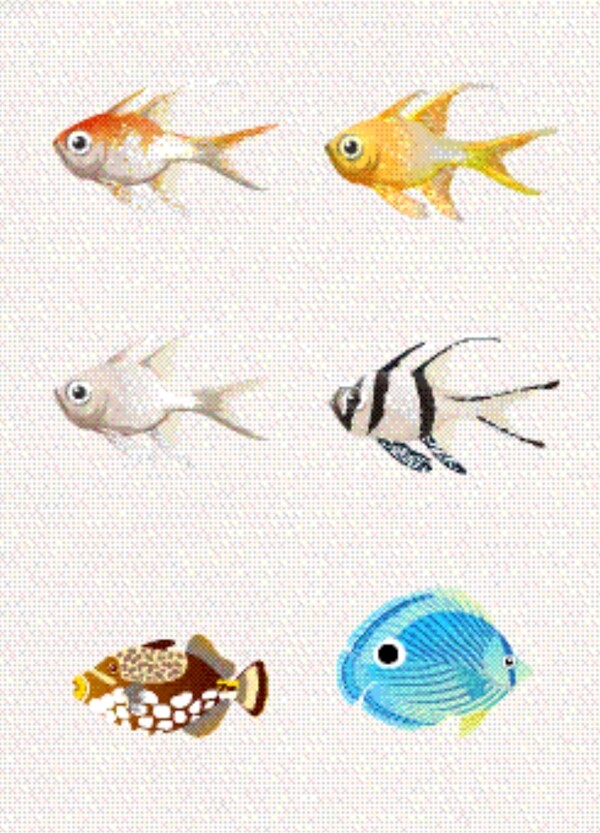 卡通可爱鱼类鱼群