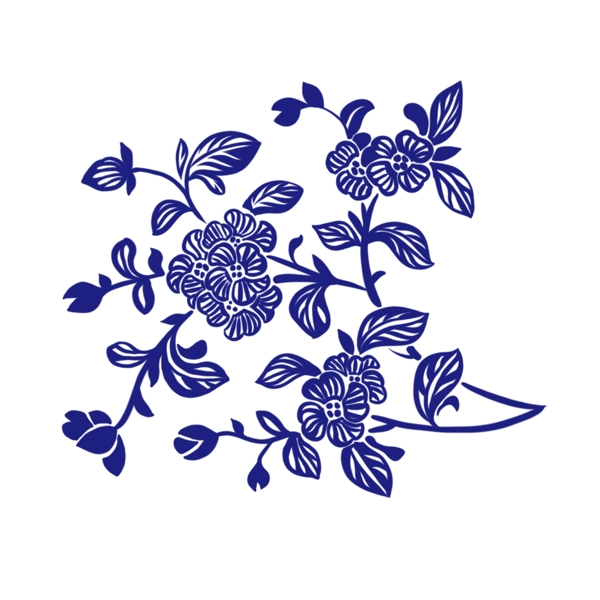 手绘装饰纹理蓝色青花瓷花纹